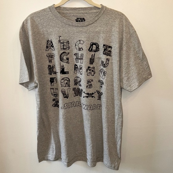 Star Wars Character Alphabet Tee Shirt Gray - Picture 1 of 3
